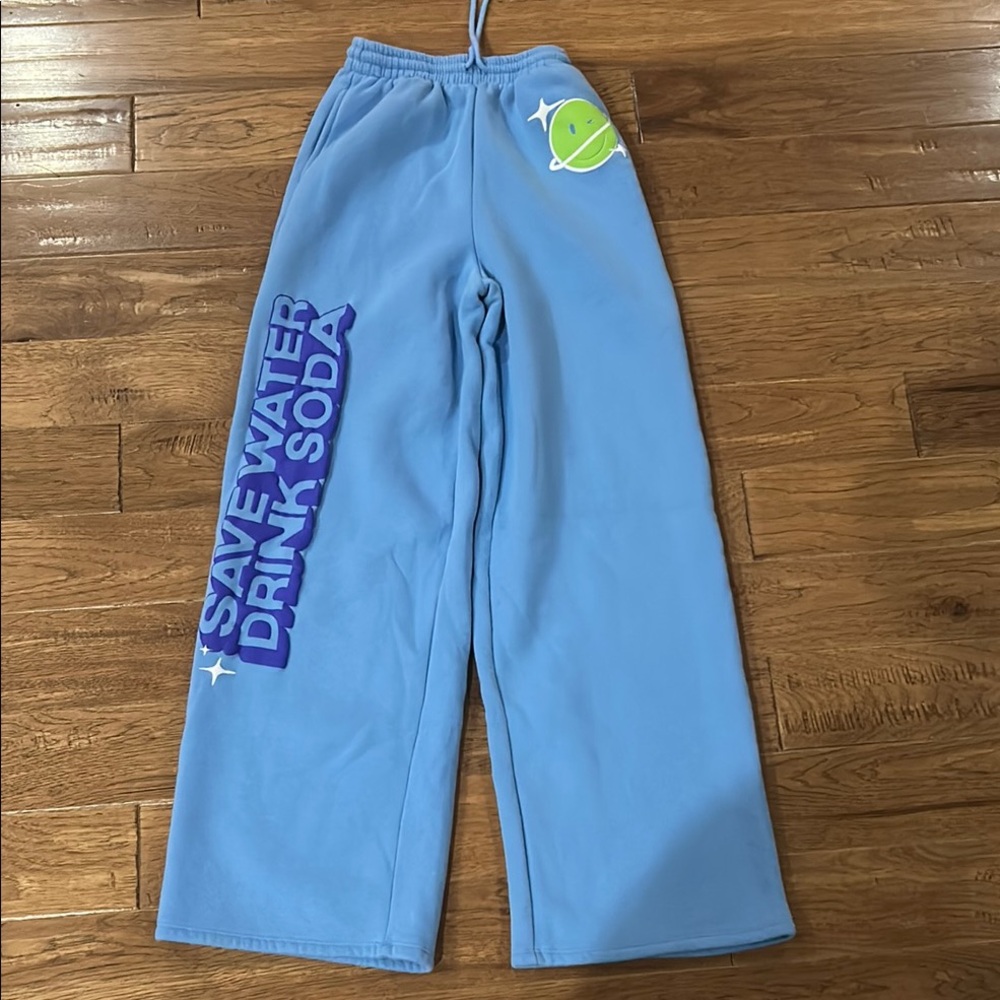 Blue Sweatpants with Graphic Print